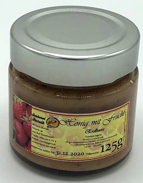 Honig mit Frucht Erdbeere 125g – Bild 2