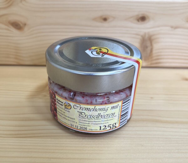 Cremehonig mit Preiselbeeren 125g